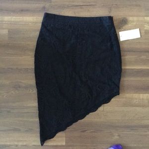 Black, lace, angled, scalloped skirt
